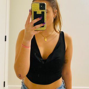 UO Naomi Cowl Tank- black